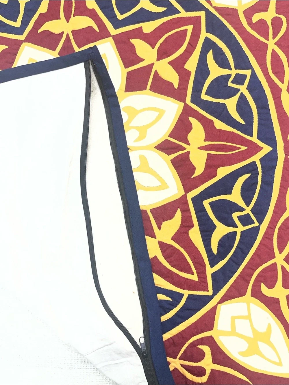 Decorative Geometric Wall Tapestry – Navy, Burgundy & Gold from Egypt 33x33”